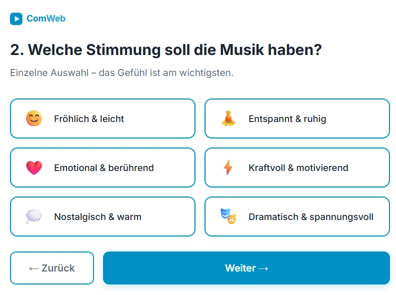 Stimmung mit Musicpromptly – KI-Musik Stimmungsauswahl